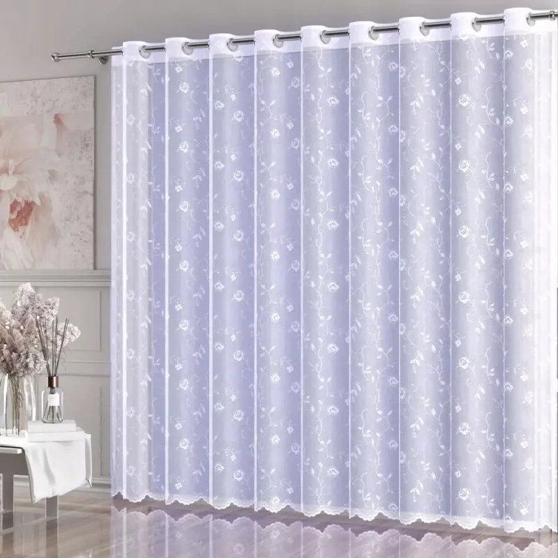 Gyönyörű finom jacquard függöny fehér Daniela átlókkal 500x250 cm