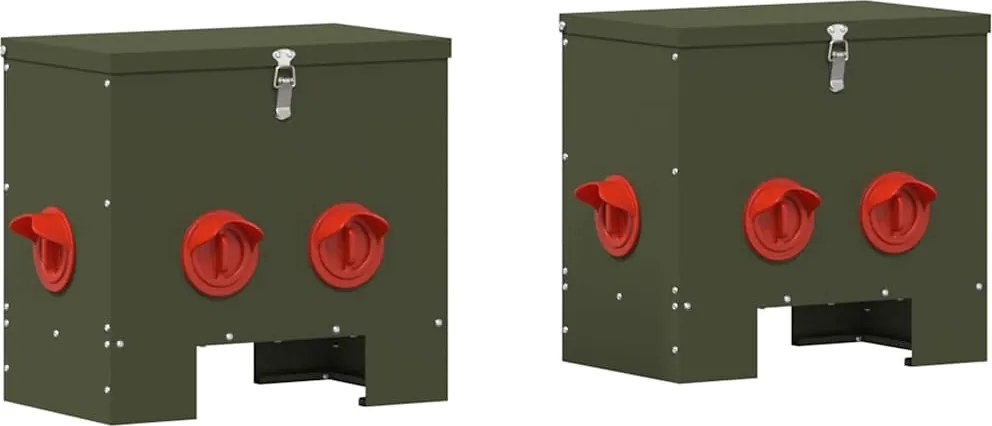 vidaXL Csirke etető 2 pcs Olajzöld 40,5 x 25 x 38 cm