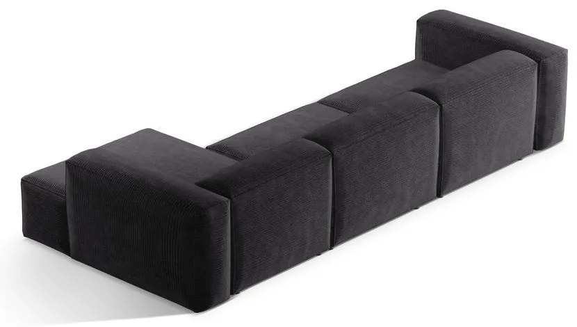 Sötétszürke kordbársony sarokkanapé (jobb oldali-heverő résszel) Bergamo – Cosmopolitan Design