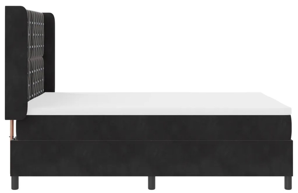 Boxspring Ágy Matraccal Fekete 140x200 cm Bársony