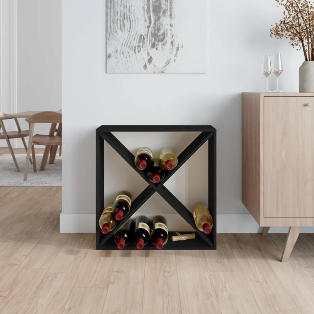 fekete tömör fenyőfa borszekrény 62x25x62 cm
