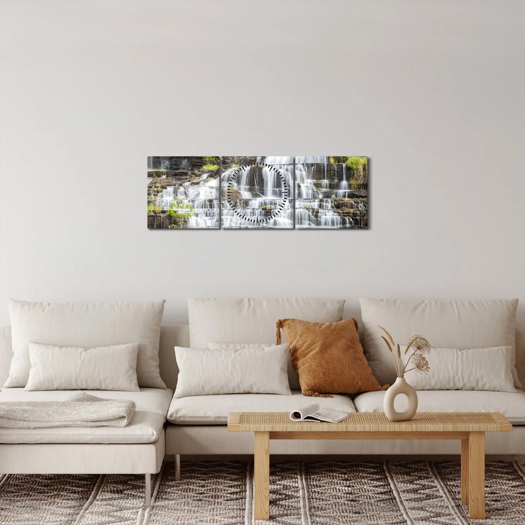 Kép - Vízesés (órával) (90x30 cm)
