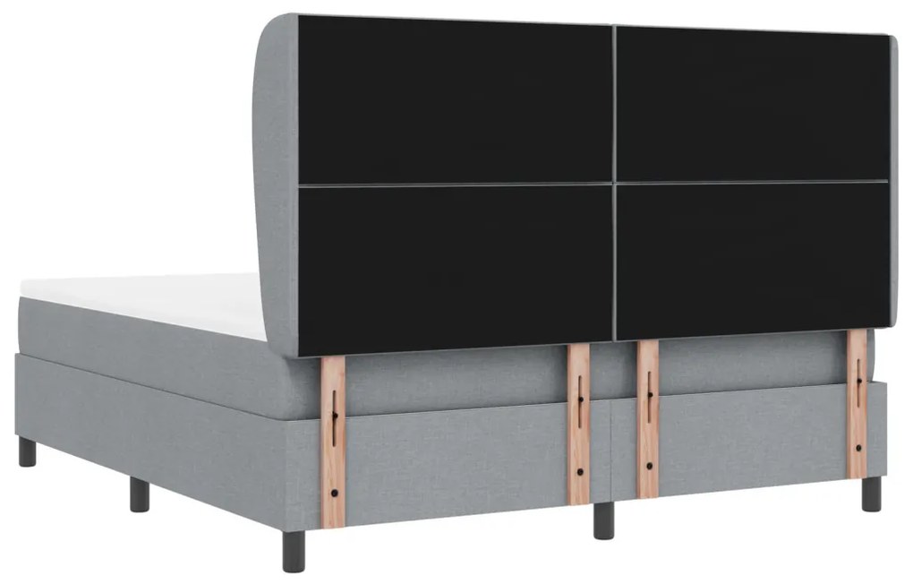 Boxspring Ágy Matraccal - Világosszürke, 180x200 cm, Anyag