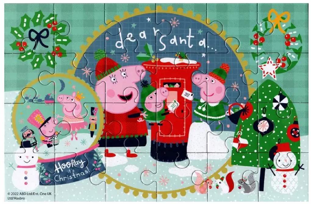 PEPPA MALAC hóemberrel gyermek puzzle 4 az 1-ben, 19x29 cm