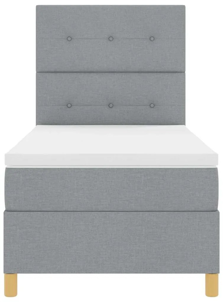 Boxrugós ágy fejtámlával Világosszürke 100 x 200 cm szövet