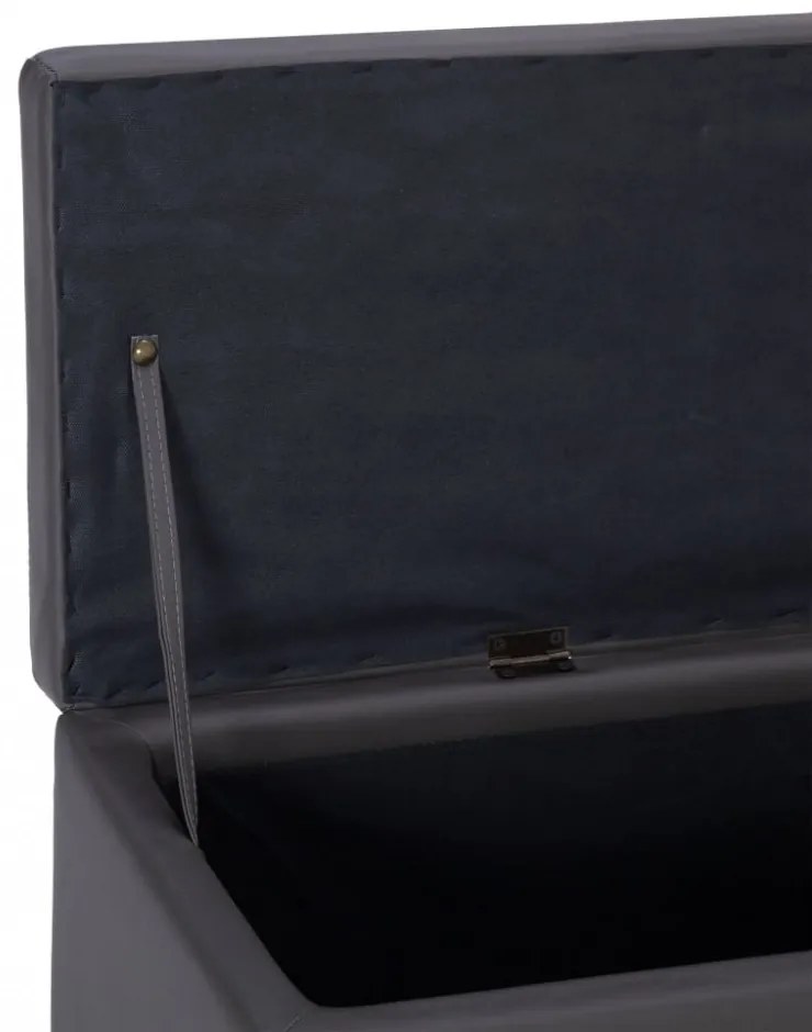 szürke műbőr pad tárolórekesszel 116 cm