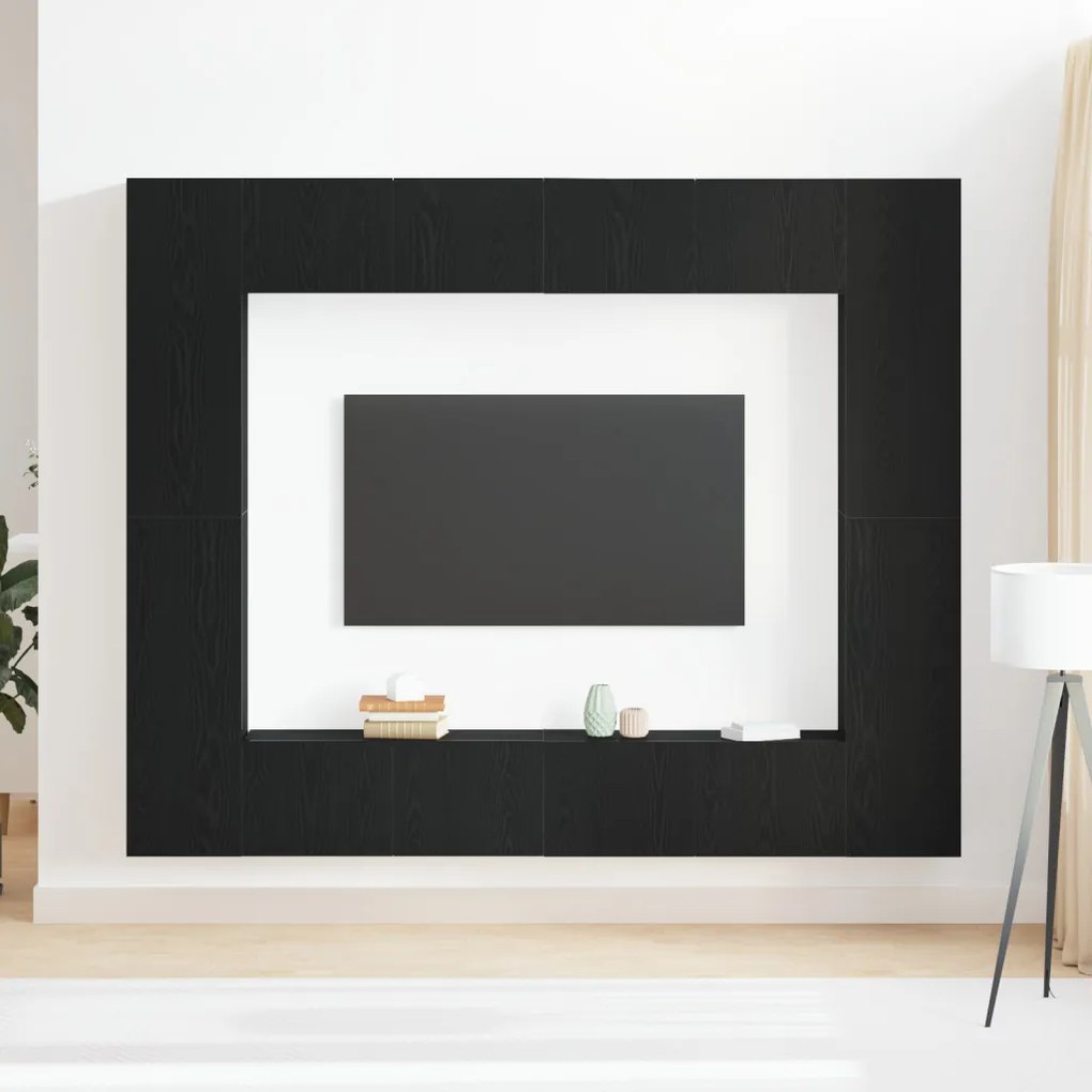 TV szekrény 8 pcs Fekete 221 x 30 x 180 cm Faanyag