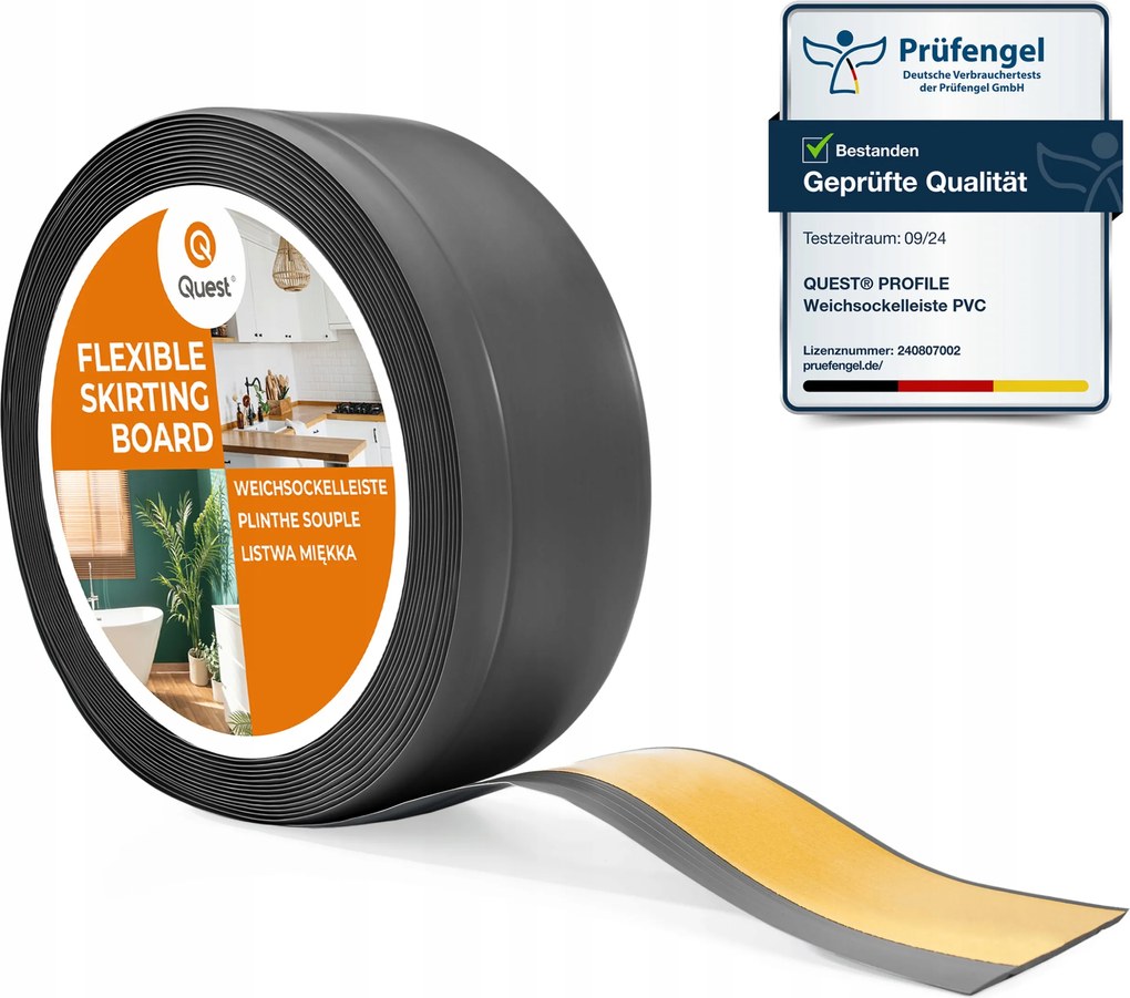 Pvc szegélyléc öntapadós lábazati 70x20mm sötétszürke, 25m