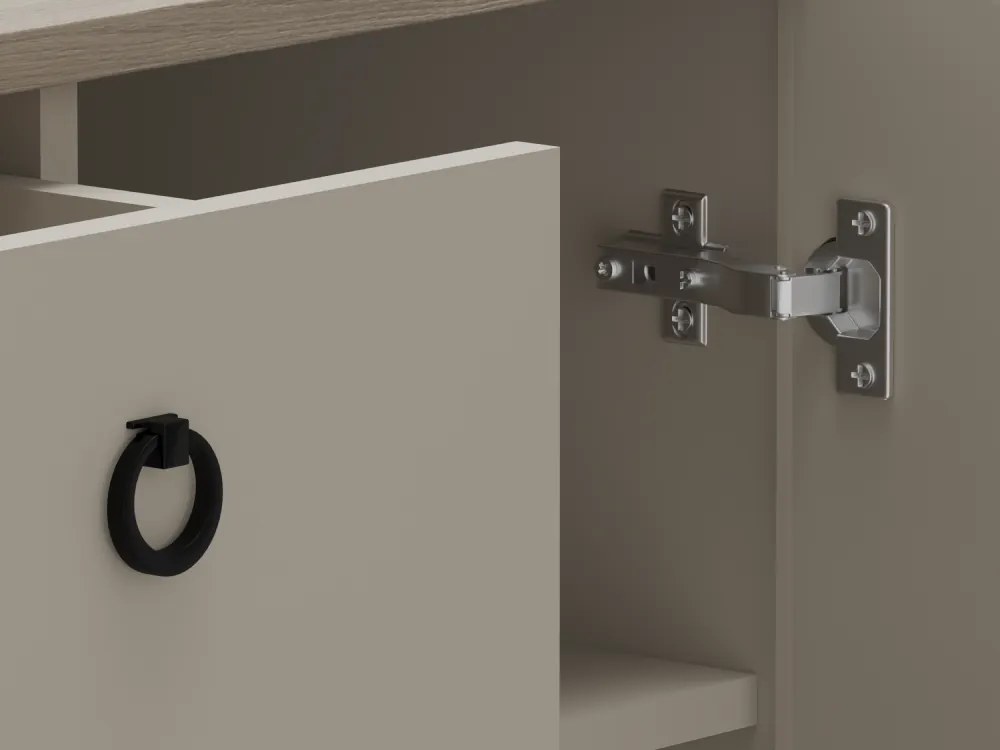 Komód, szürkésbarna Taupe/silverjack tölgy, DOMCA 2D1S