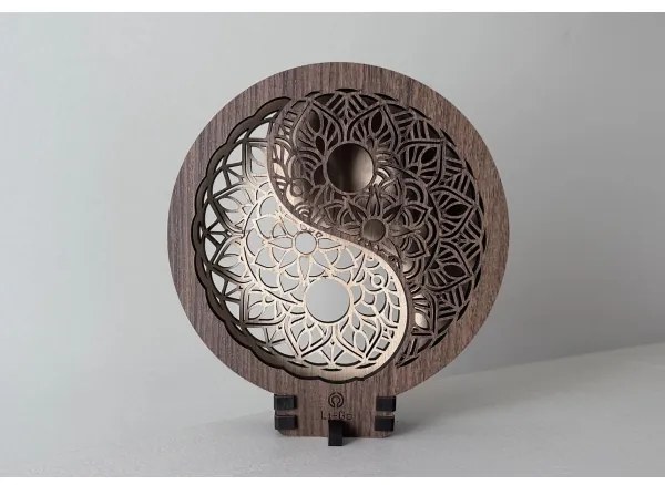 Li-Go 23607/O - Dimmelhető LED asztali dekoráció LED/12W/230V 20x22 cm dió