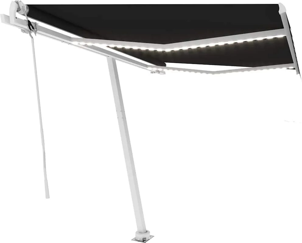vidaXL antracitszürke szélérzékelős és LED-es napellenző 350 x 250 cm