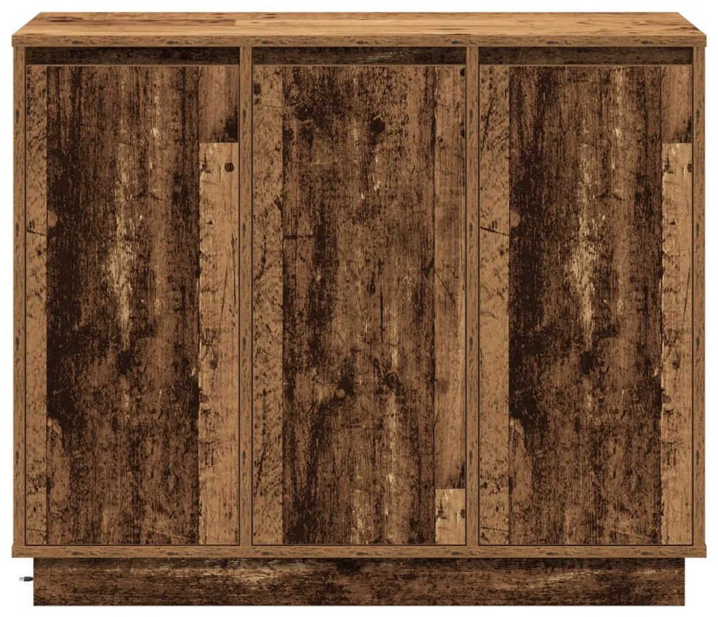 LED-es oldalszekrény Régi fa 90x32x75 cm Mérnök fa