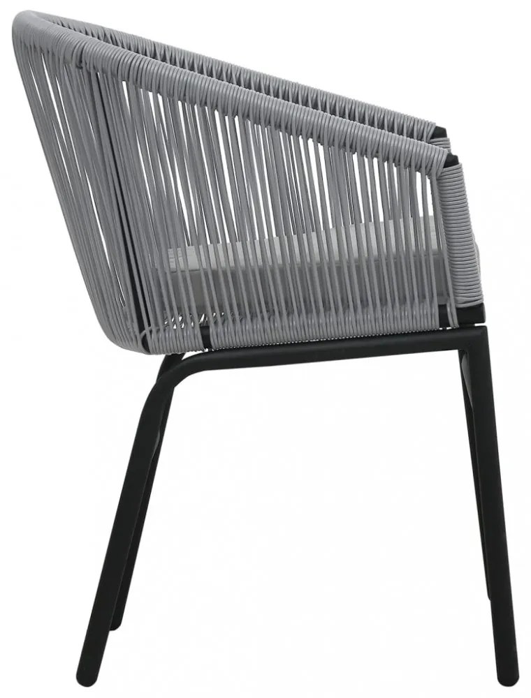 3 darabos szürke PE rattan bisztrószett párnával