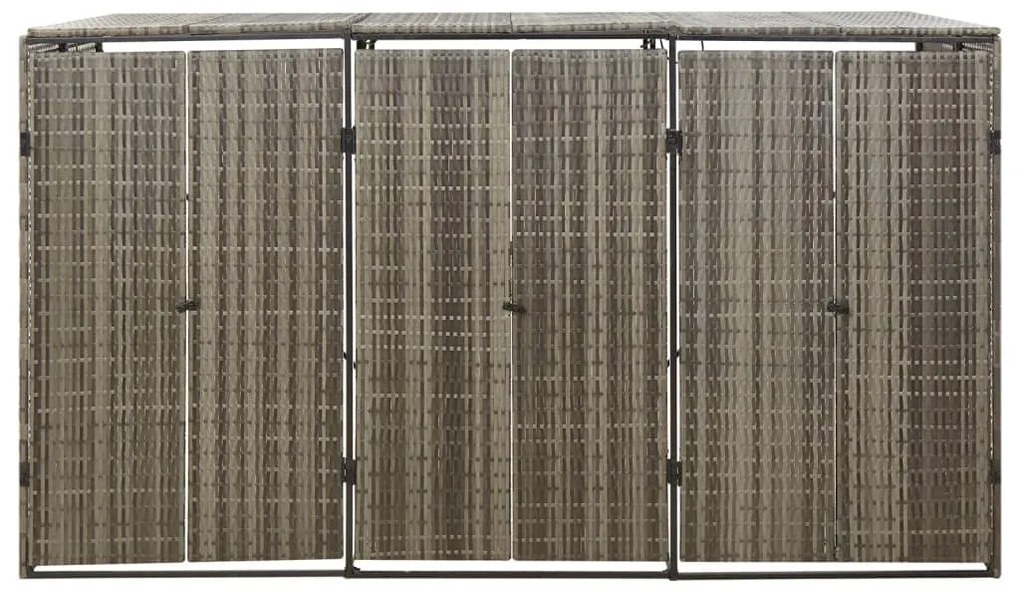 szürke polyrattan hármas kerekeskuka tárolófészer 207x80x117 cm