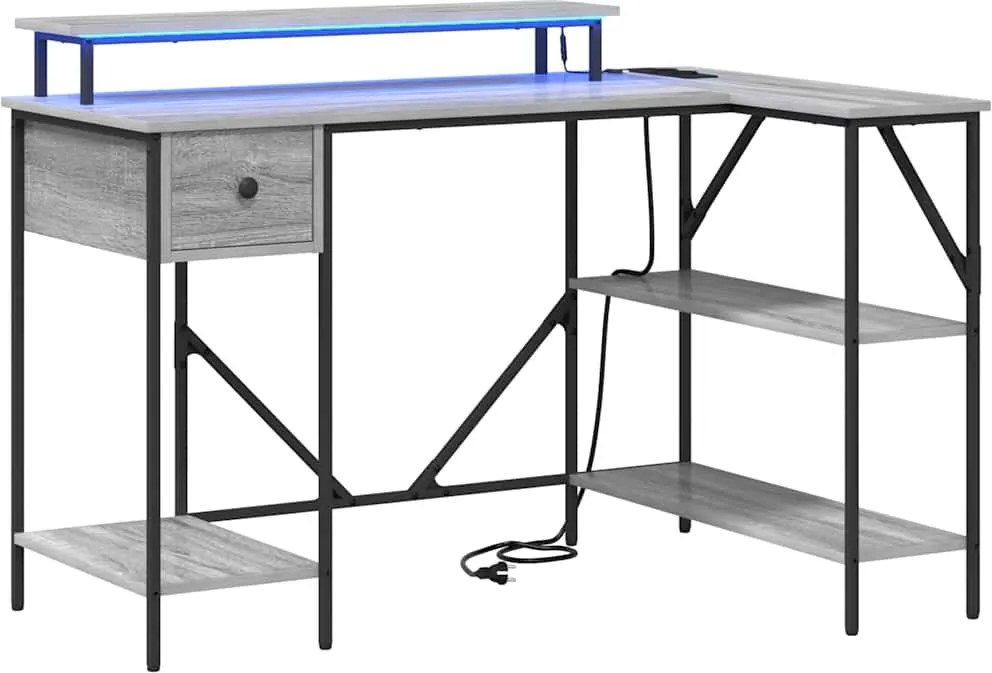 vidaXL Asztal fiókkal Szürke Sonoma 120 x 79 x 86,5 cm Faanyag
