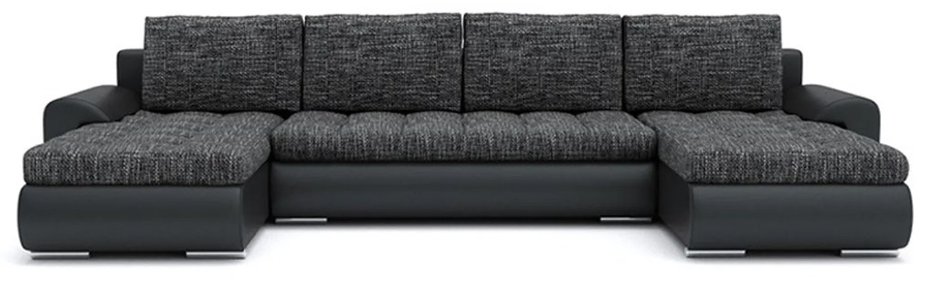 TOKIO III U alakú sarokkanapé Világosszürke / fekete ökobőr