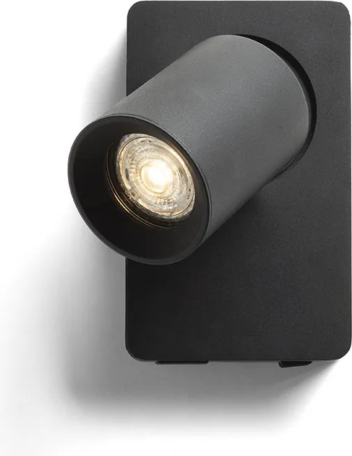 RENDL VOLTERA USB nástěnná černá 230V LED GU10 9W