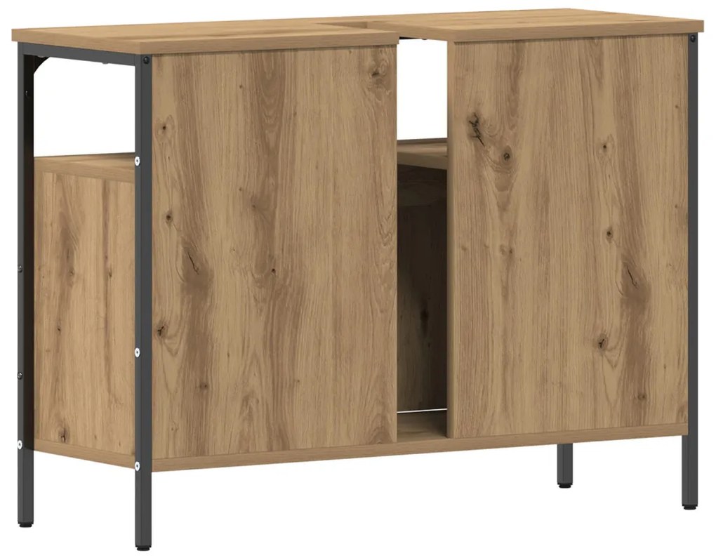 Fürdőszoba Mosdószekrény Kézműves Tölgy 80x30x60 cm Mérnök Fa
