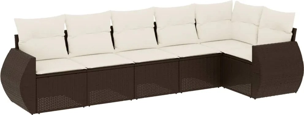 vidaXL 6 részes barna polyrattan kerti ülőgarnitúra párnával