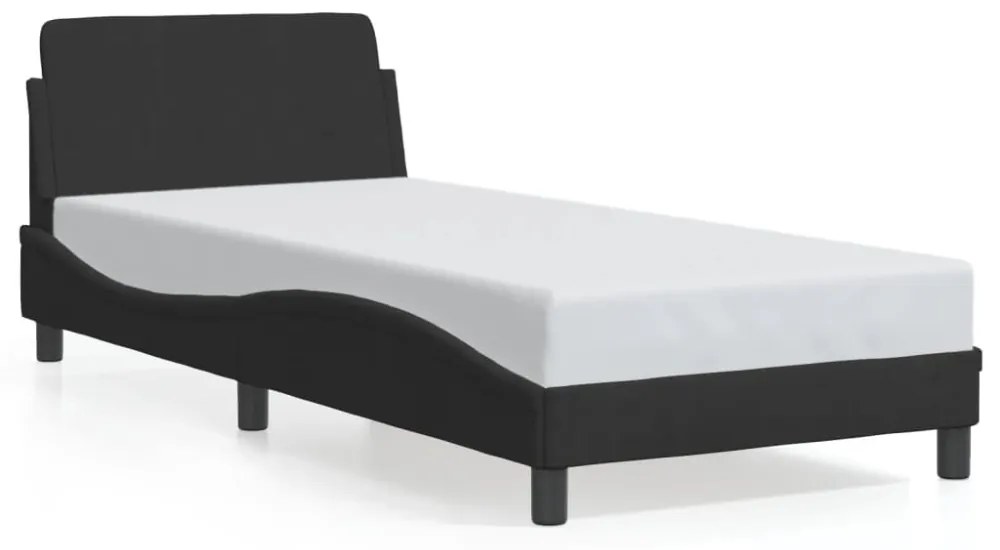 fekete bársony ágykeret fejtámlával Dover 90x200 cm