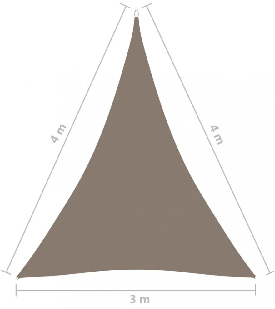 tópszínű háromszögű oxford-szövet napvitorla 3 x 4 x 4 m