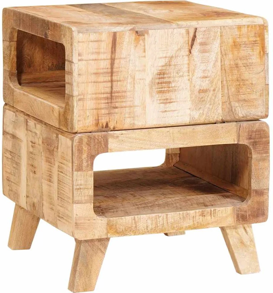 vidaXL Végasztal polcokkal Barna 40 x 40 x 49 cm Tömör Mangófát