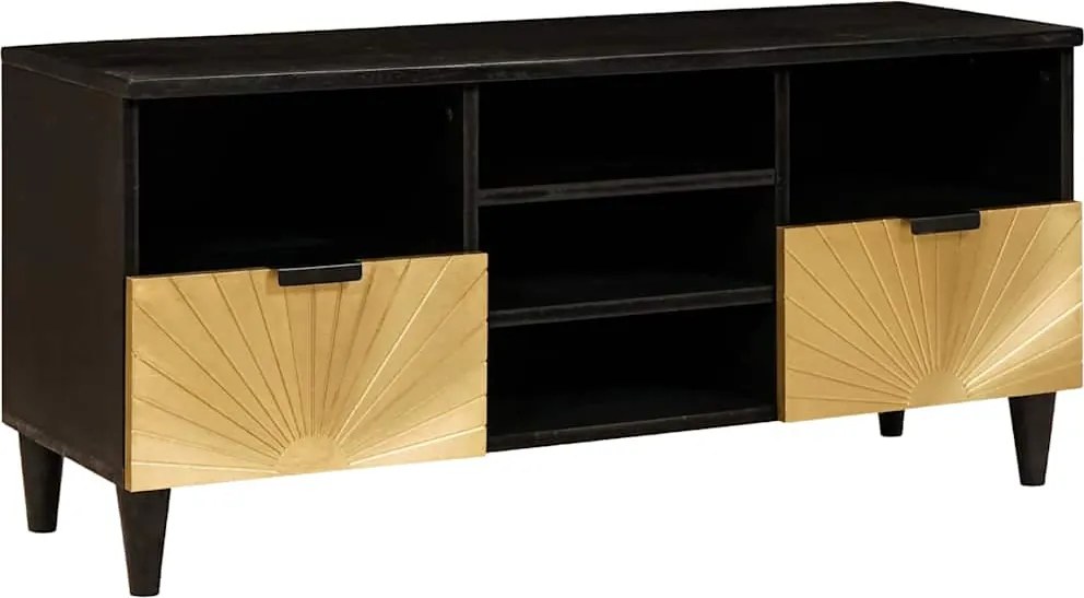 vidaXL TV szekrény fiókkal Fekete és Arany 100 x 33 x 46 cm Faanyag