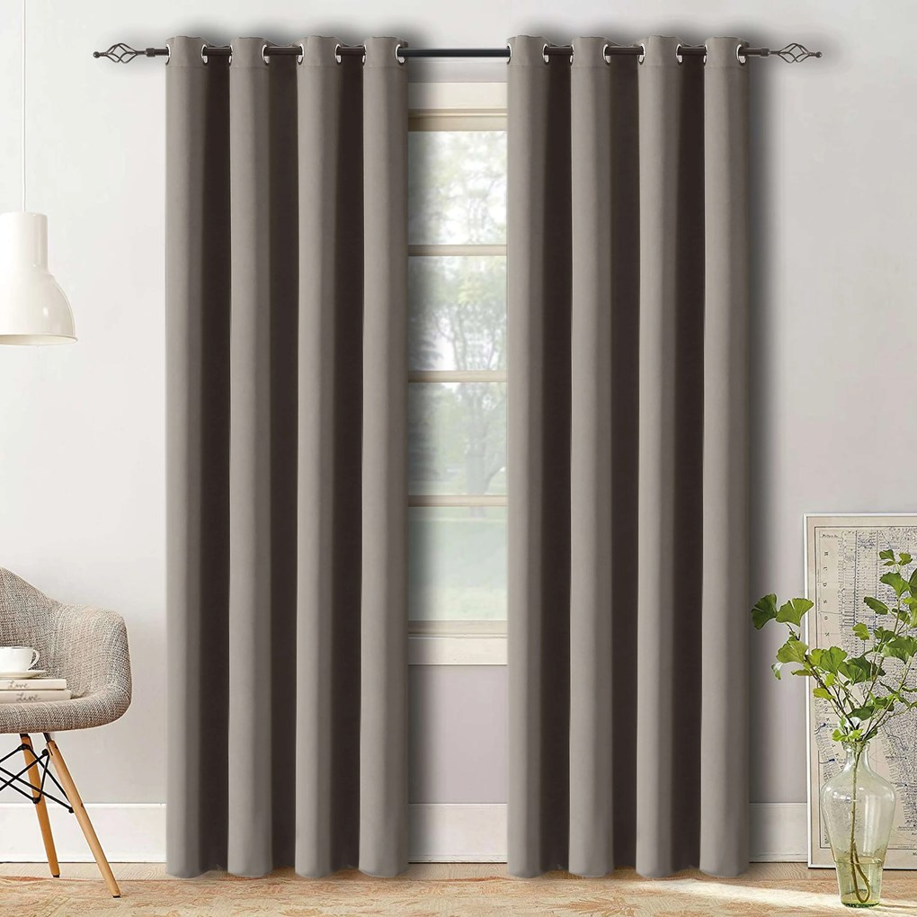 Szürke-barna OXFORD függöny 140x250 cm Felfüggesztés: Fém gyűrűk