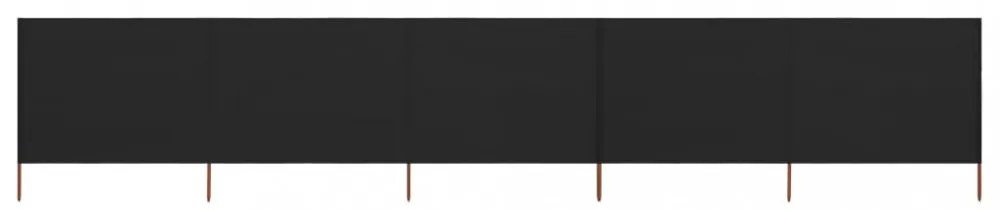 fekete 5 paneles szövet szélfogó 600 x 120 cm