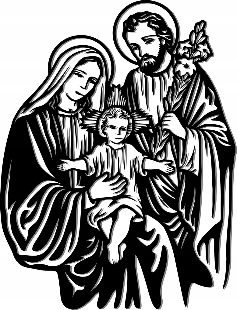 Áttört Kép Szent Család 80CM Vallási Motívum 17 Szín