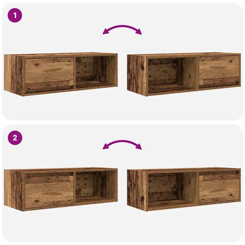 antik fa színű szerelt fa TV-szekrény 80x31x25,5 cm