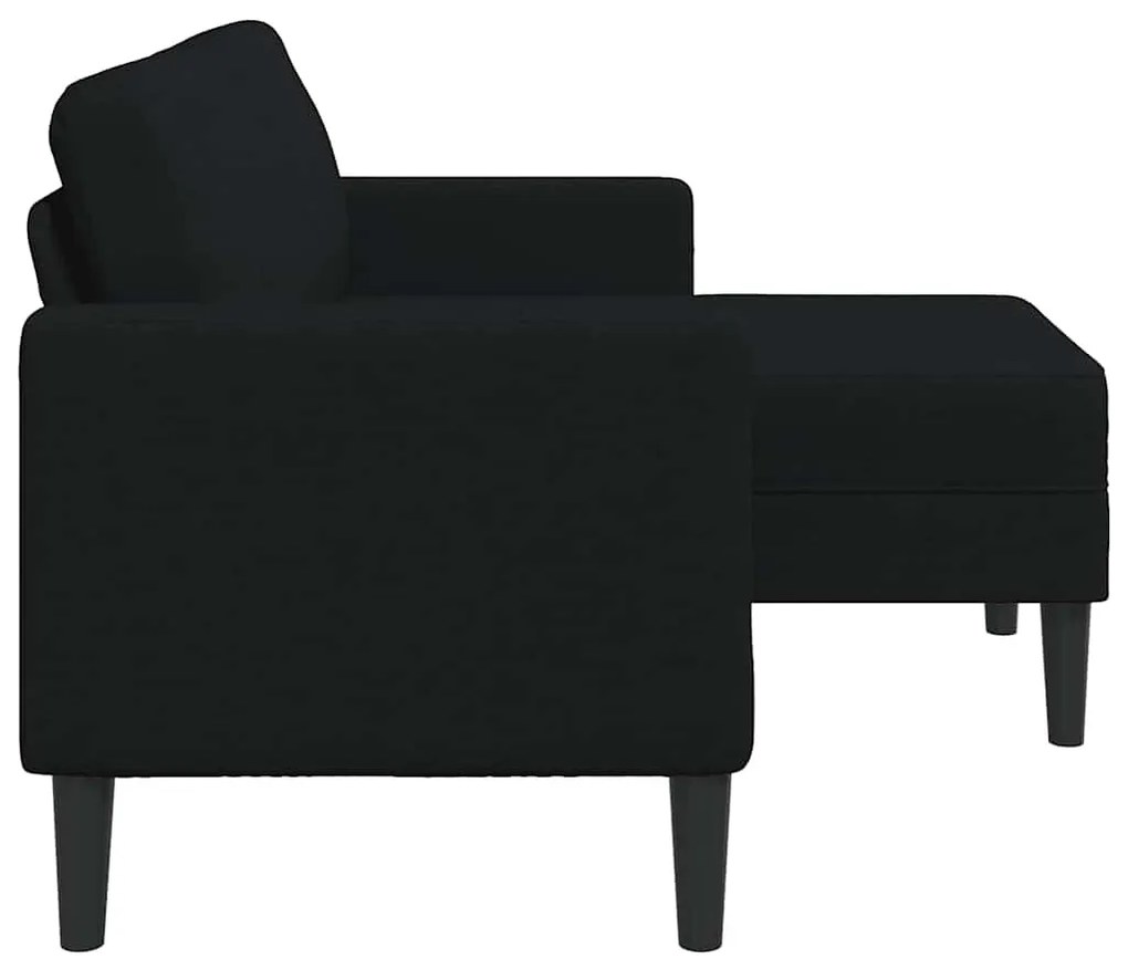 fekete anyagból 2 üléses kanapé L-alakú kanapéval 125 cm