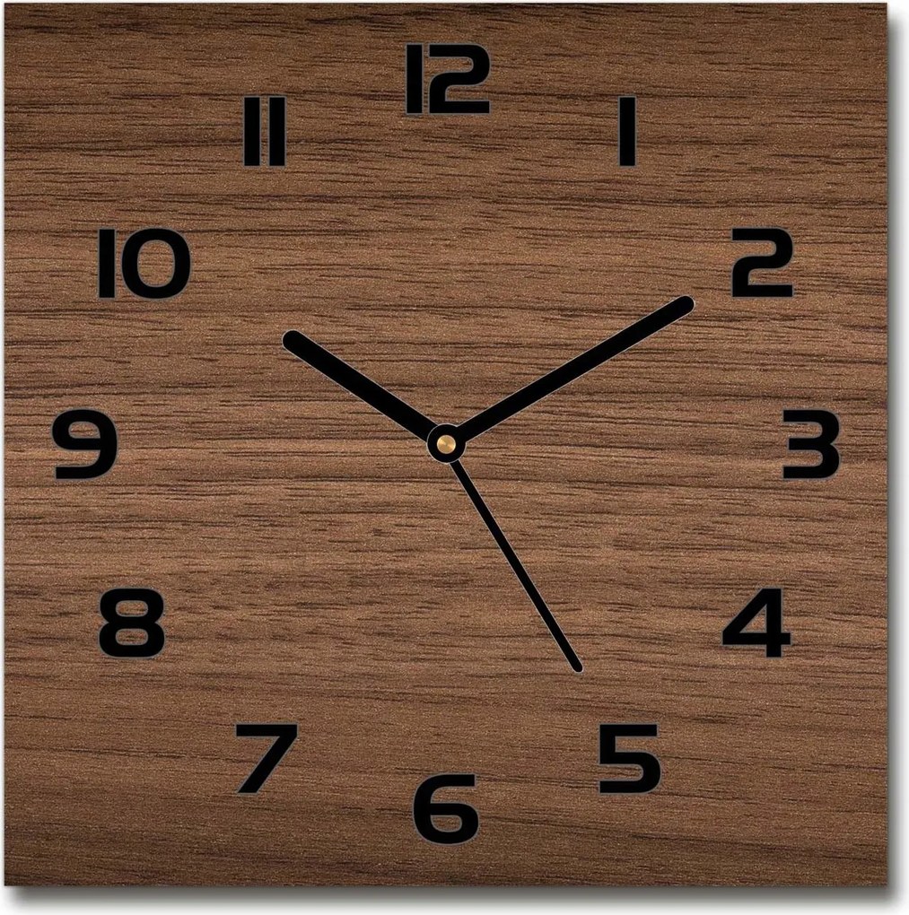 Gyönyörű üveg falióra Fa háttér 30x30cm