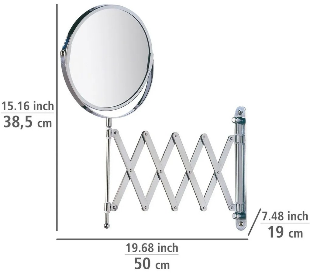 Wenko Telescope Exclusive fali kozmetikai tükör, 3-szoros nagyítás, átmérő 17 cm