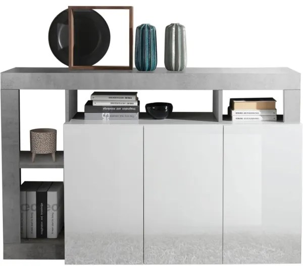 LENOR komód fehér/szürke beton