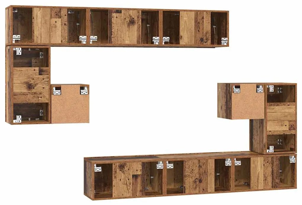 TV szekrény garnitúra 10 pcs Régi fa 60 x 30 x 30 cm Faanyag