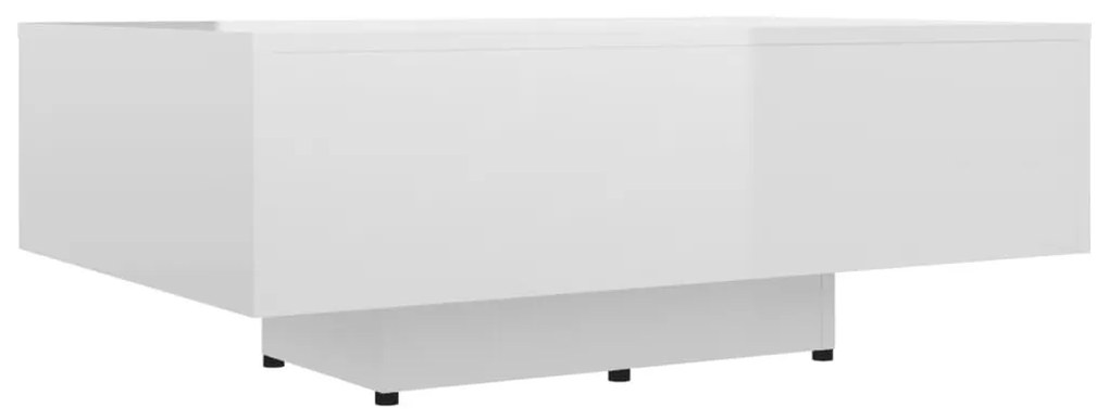 Magasfényű fehér szerelt fa dohányzóasztal 85 x 55 x 31 cm