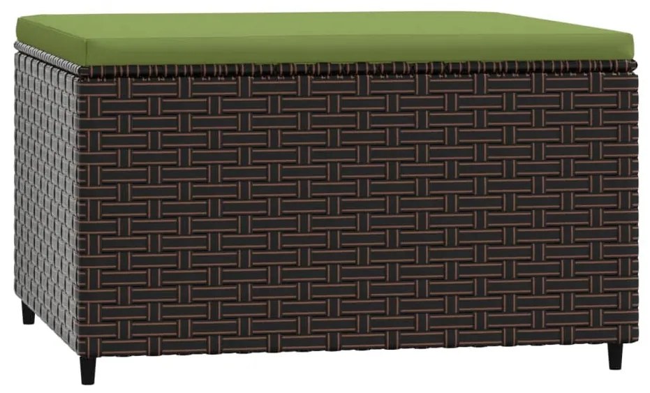 Barna polyrattan kerti lábtartó párnával
