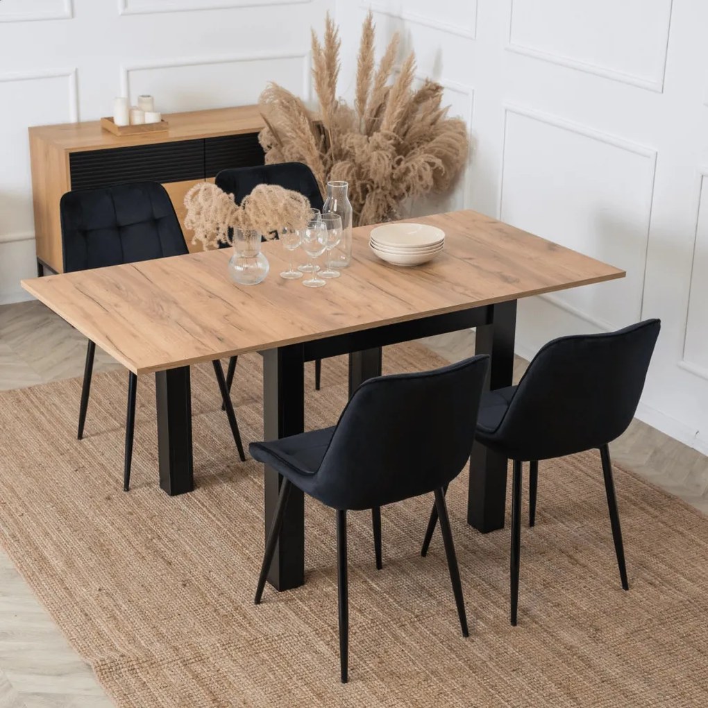 Bővíthető étkezőasztal 80–160 cm Craft tölgy / fekete színkombinációban – MAX
