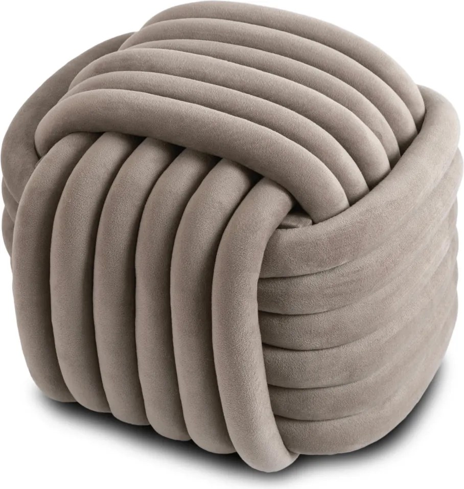 Fonott puff bézs színben, bársony kárpittal, MAGMA