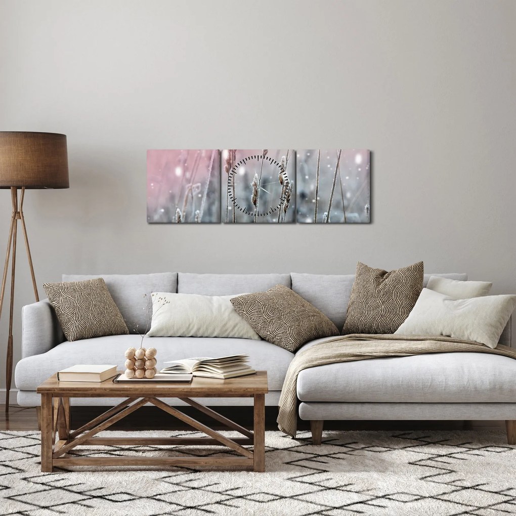 Kép - Téli táj (órával) (90x30 cm)