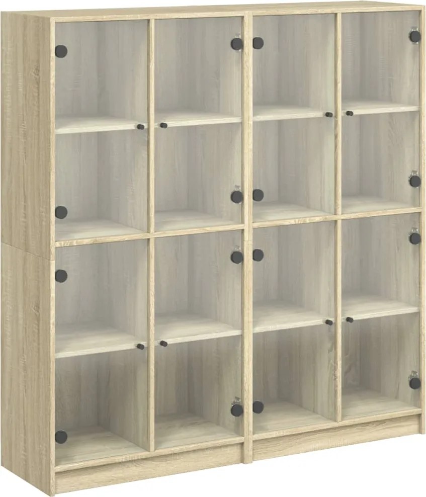 vidaXL sonoma tölgy szerelt fa könyvespolc ajtókkal 136x37x142 cm
