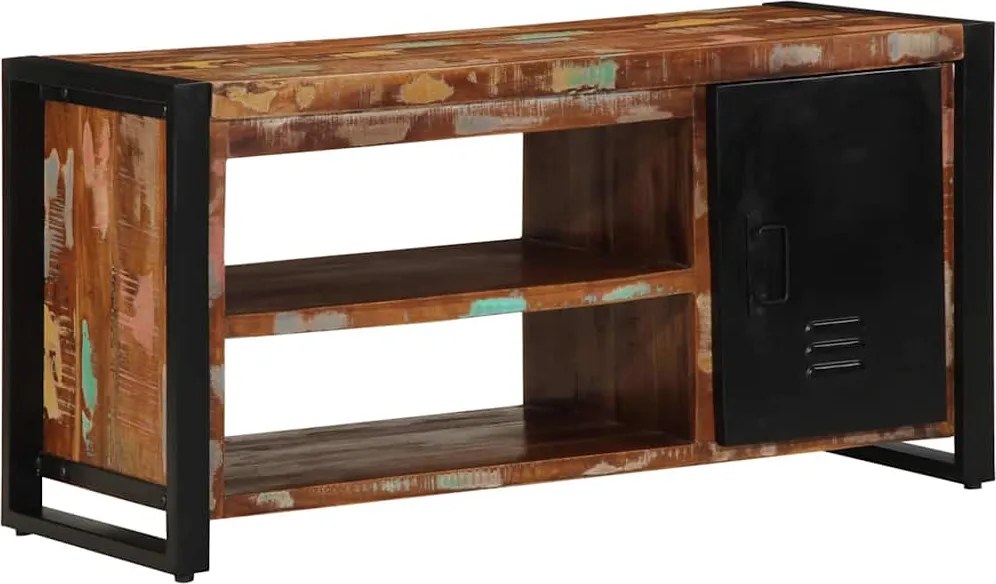 vidaXL Cipőpad Sokszínű 100 x 40 x 50 cm Tömör újrahasznosított fa