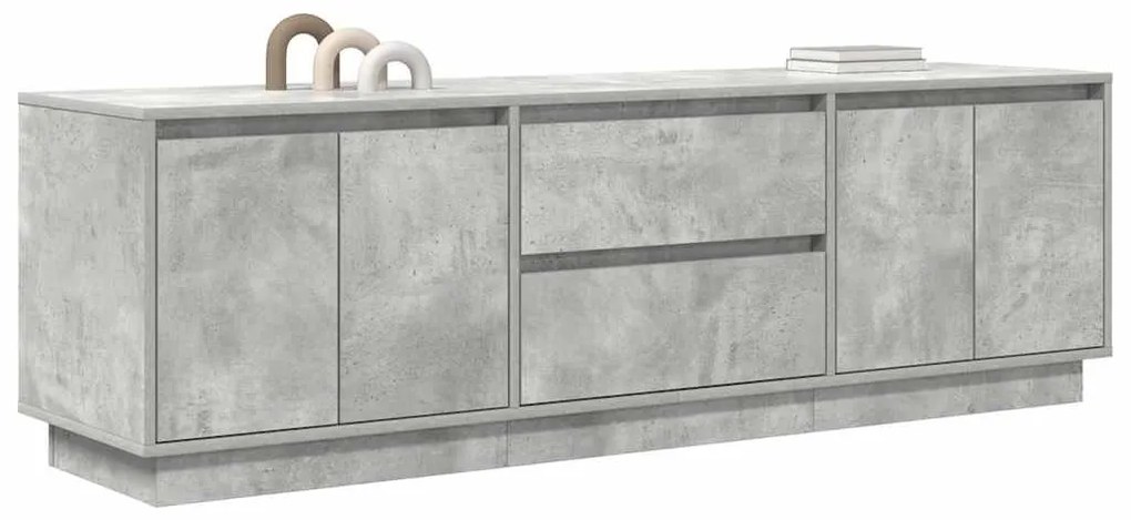 betonszürke TV-szekrény LED lámpákkal 160,5x41x50 cm