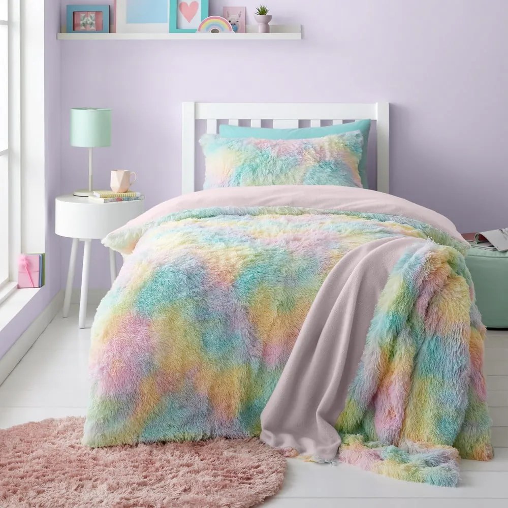 Egyszemélyes mikroplüss gyerek ágyneműhuzat 135x200 cm Rainbow Cuddly – Catherine Lansfield