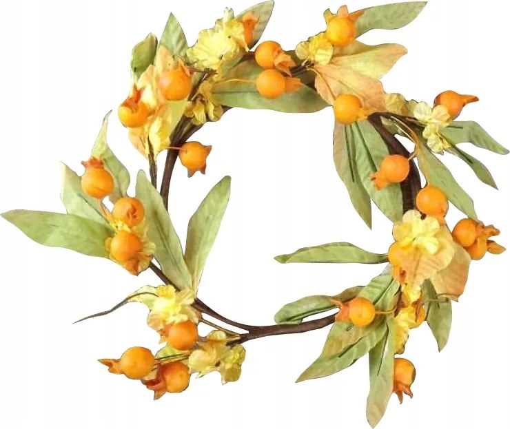 Őszi levelekből készült felakasztható koszorú 28cm