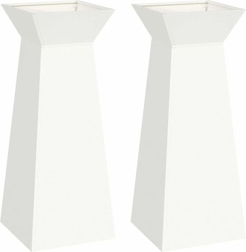 vidaXL Pillér Ültető 2 pcs Fehér 40 x 40 x 100 cm