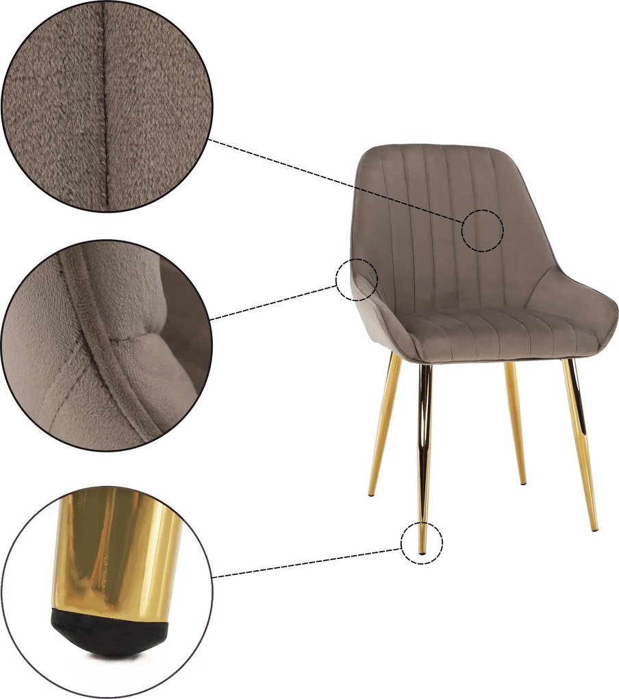 Étkezőszék, szürkésbarna Taupe/gold króm-arany, PERLIA