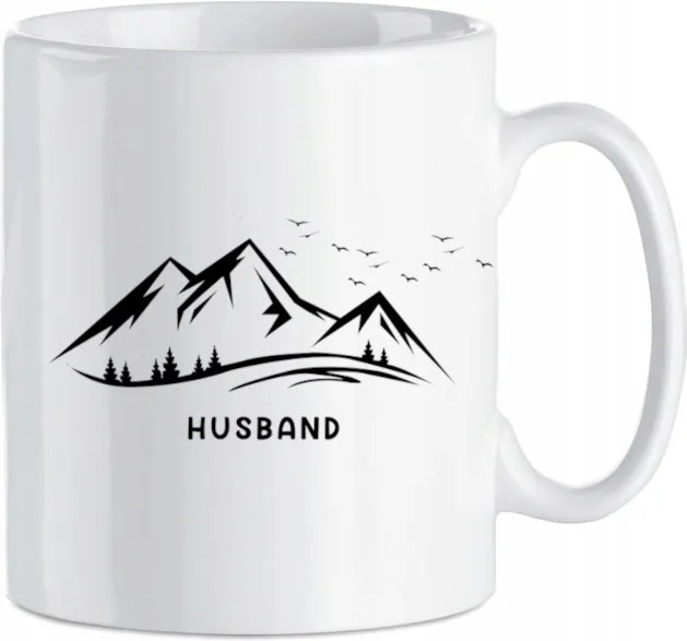 Ajándék bögre nyomott mintás Férj Hegyek 330 ml