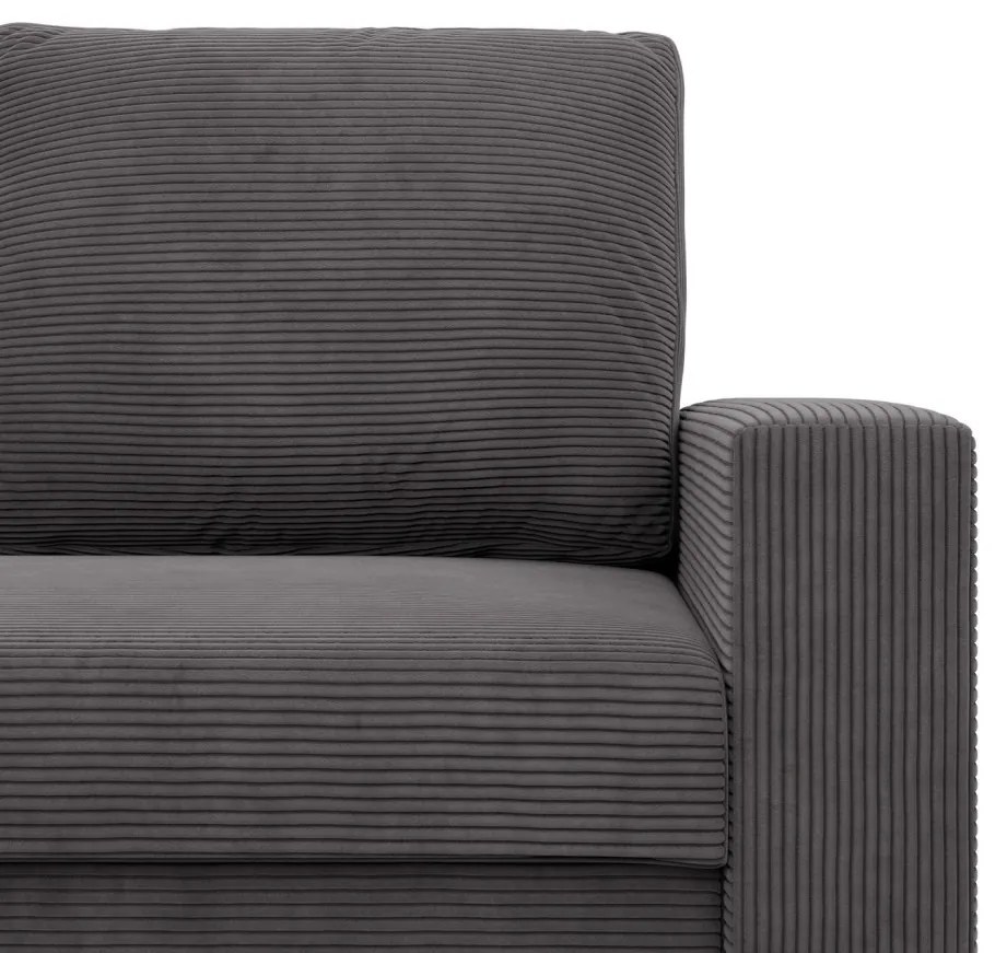 Zeus fotel, egyenes kartámasz, kordbársony, hab töltet, szürke